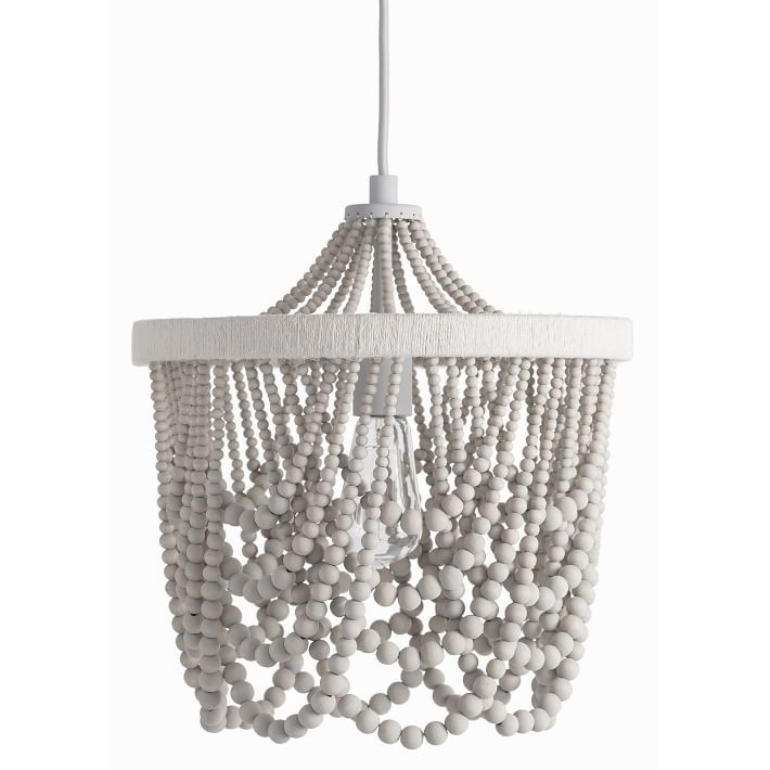 Draped Bead Chandelier, Gray | Pottery Barn Teen