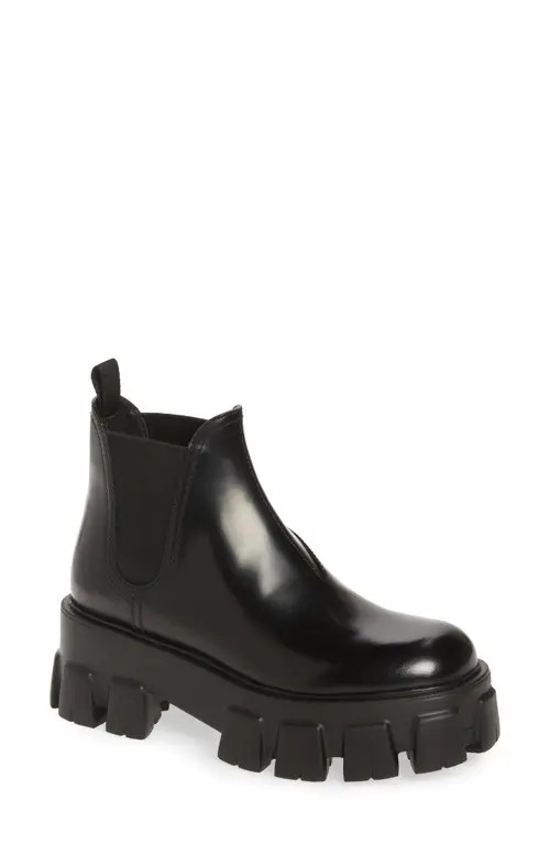 Prada Monolith Lug Sole Chelsea Boot in Nero at Nordstrom, Size 7Us | Nordstrom