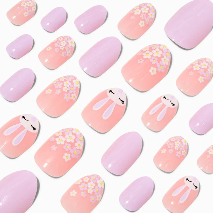 Easter Bunny Stiletto Press On Faux Nail Set - 24 Pack | Claire's (UK)