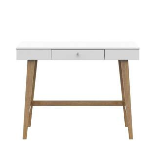 40 in. Rectangular White Wood 1 Drawer Writing Desk with USB Charging Ports | The Home Depot