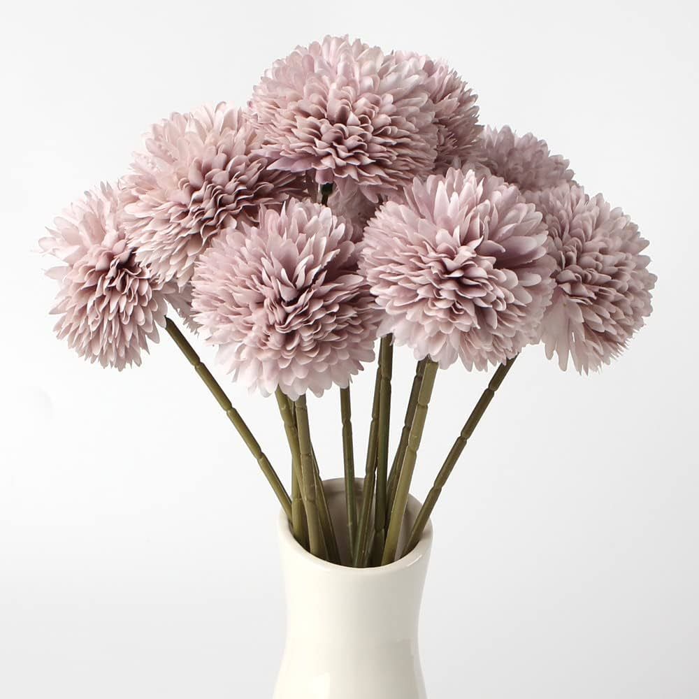 WANLIAN 12 Pcs Artificial Chrysanthemum Ball Flowers Hydrangea Artificial Flowers Bouquet Fake Fl... | Amazon (CA)