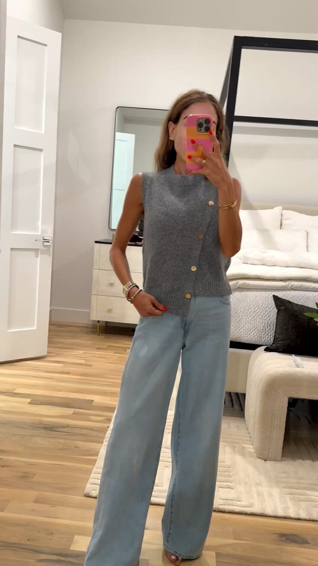 How cute is this asymmetrical sweater- code belbel15 with wide leg jeans wearing 23

#LTKPetite #LTKSaleAlert