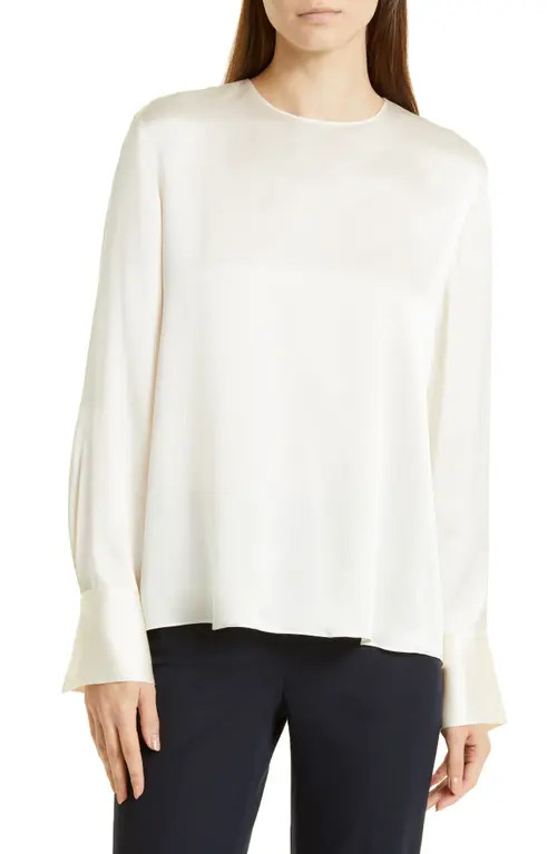 Vince Long Sleeve Silk Top in Chiffon at Nordstrom, Size Medium | Nordstrom