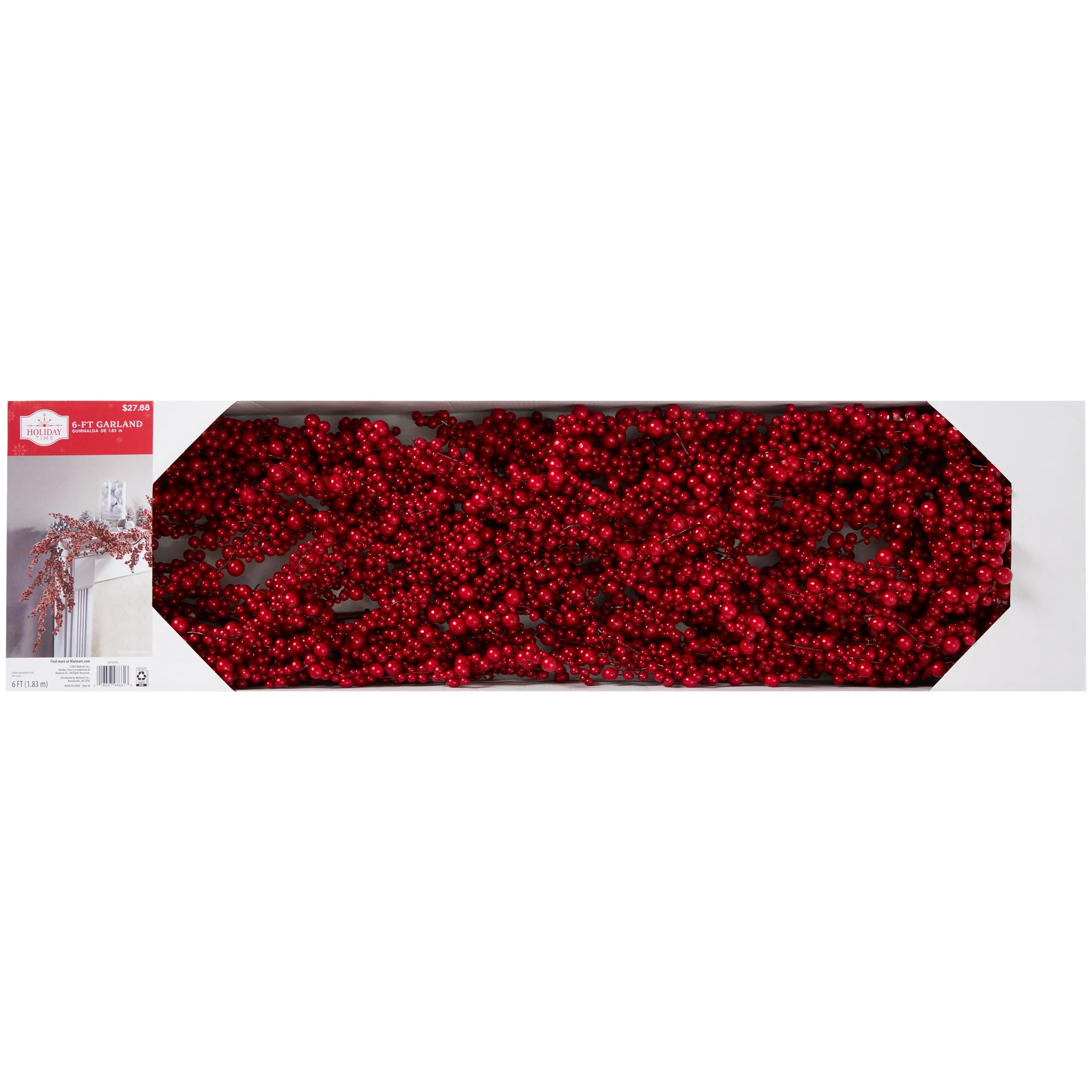 Red Berry Christmas Garland, 6 ft, by Holiday Time - Walmart.com | Walmart (US)