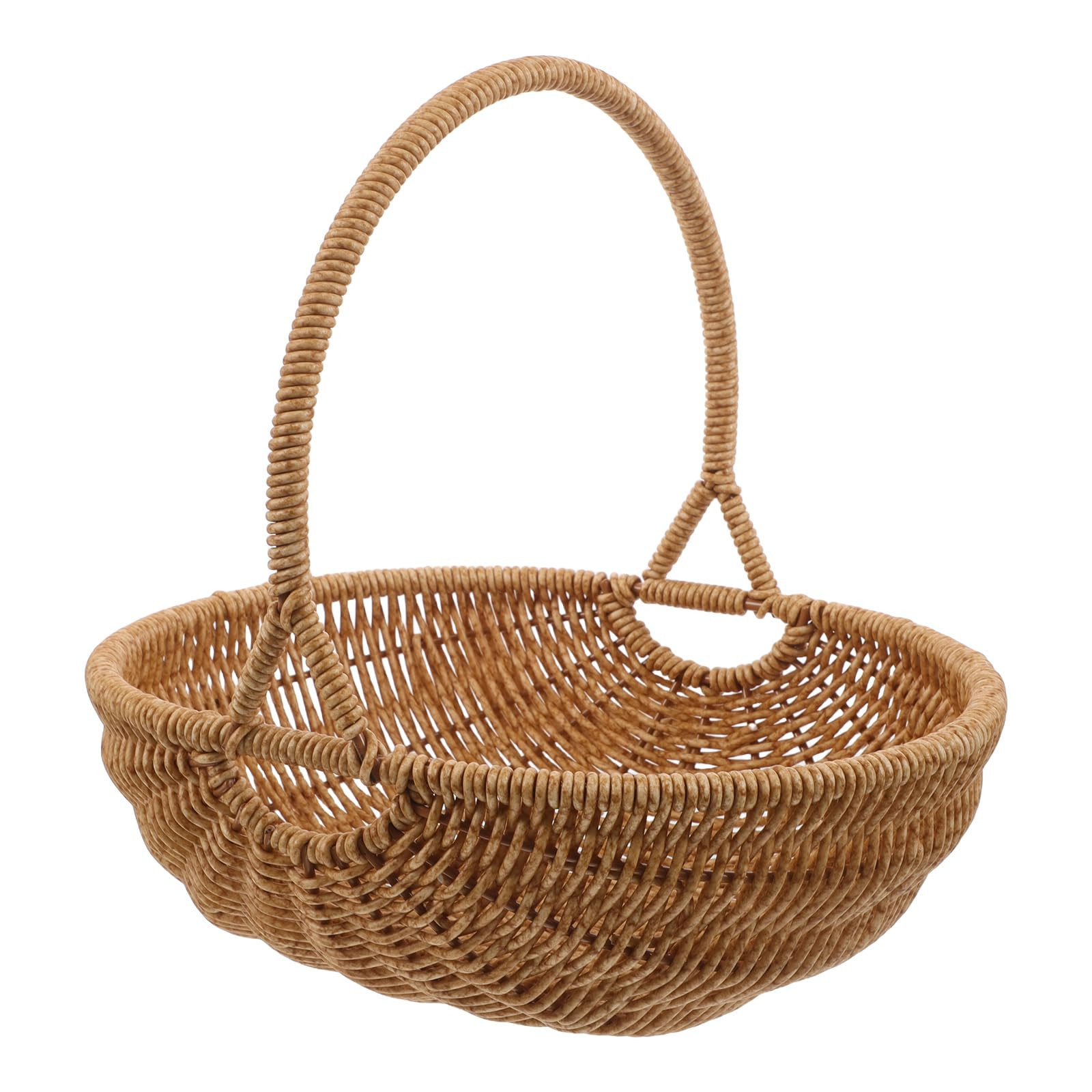 Rattan Basket with Handle, Woven Harvest Basket for Easter Picnic Fruit Flower Storage Organizing... | Amazon (US)