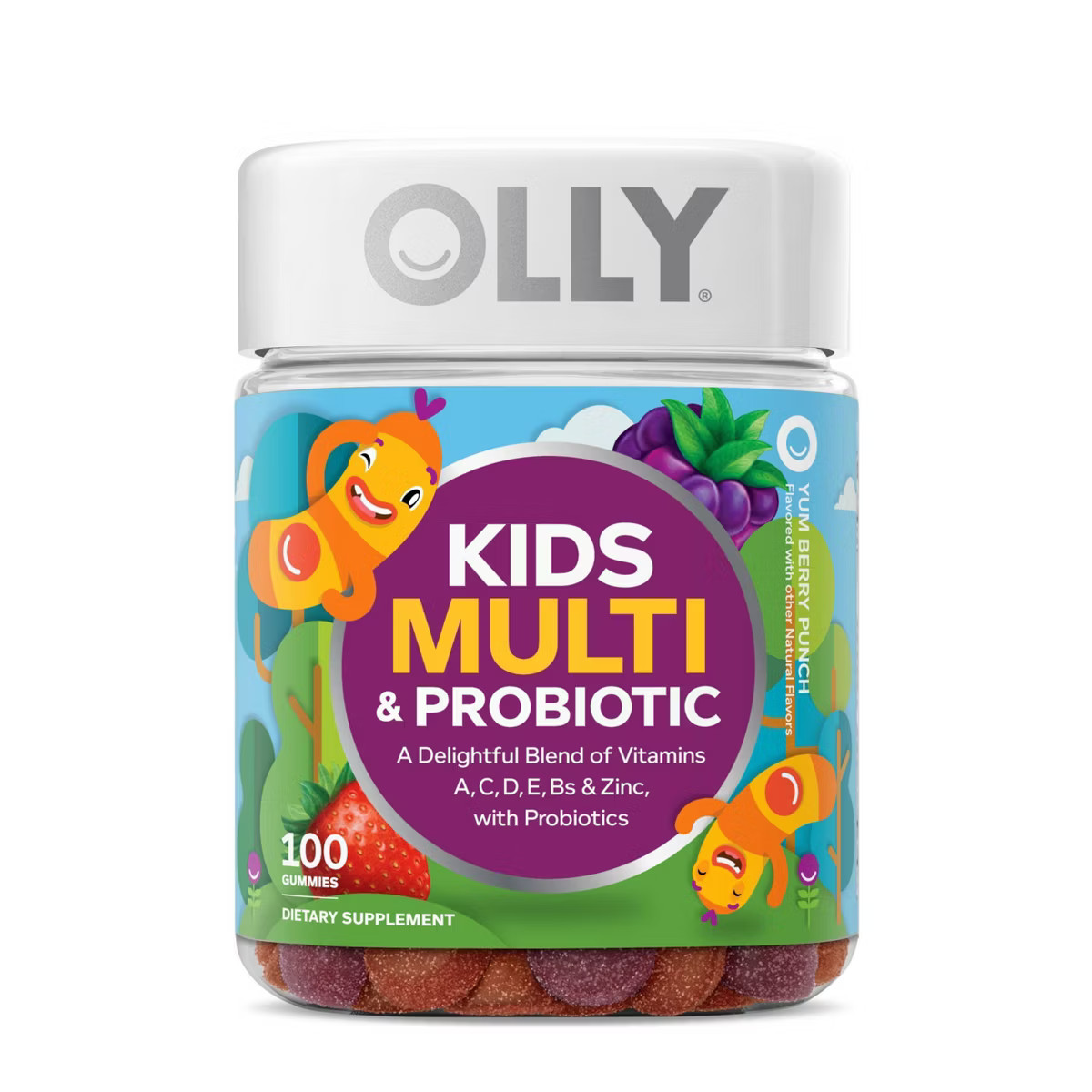 OLLY Kids' Multivitamin + Probiotic Gummies - Berry Punch - 100ct | Target