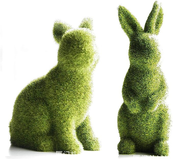 Easter Animal Statue Decorations for Garden Imitation Moss Rabbit Resin Flocked Sculpture Home Of... | Amazon (US)