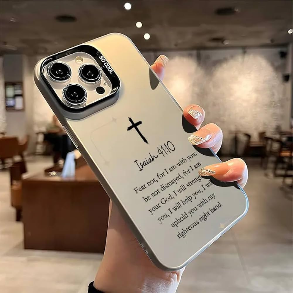 Jesus Bible Verse Phone Case Christian Cross Phone Case PC Frame Full-Body Protective Cover for i... | Amazon (US)