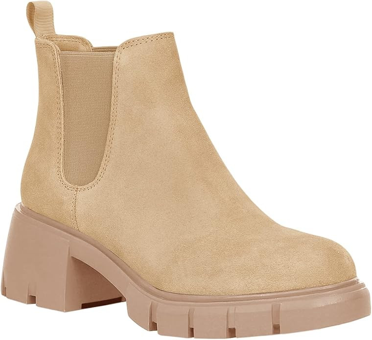 Amazon.com | Women’s Chelsea Boots Fashion Platform Chunky Block Heels Slip On Combat Ankle Boo... | Amazon (US)