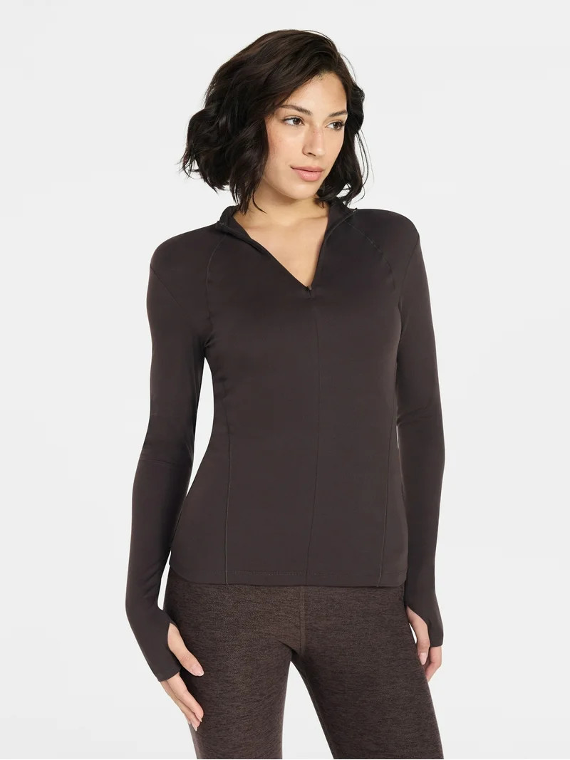 Avia Women's and Women's Plus SoftSculpt Quarter Zip Long Sleeve Top, Sizes XS-4X | Walmart (US)