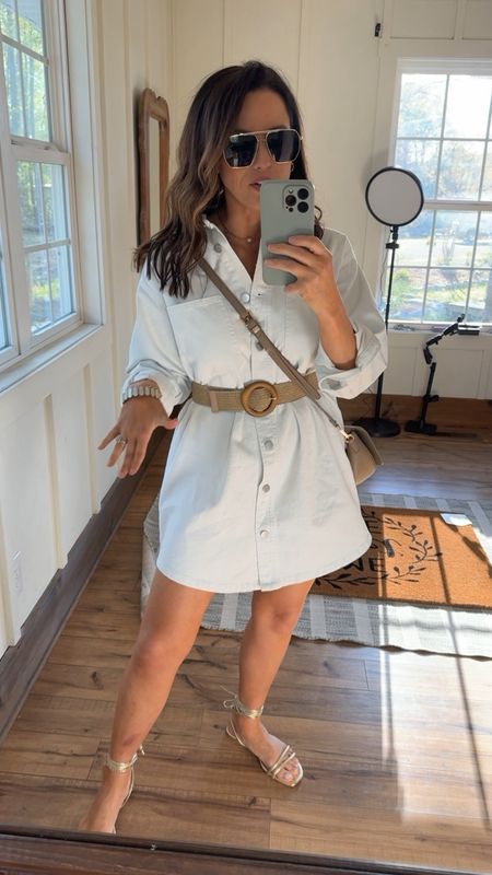 Another Walmart win with this white denim oversized dress! So perfect for spring! It’s a great structured denim that looks great styled with a wide belt and sandals or sneakers. Definitely size down though because it’s very oversized.  I’m in a size xsmall.

#LTKstyletip #LTKfindsunder50 #LTKsalealert