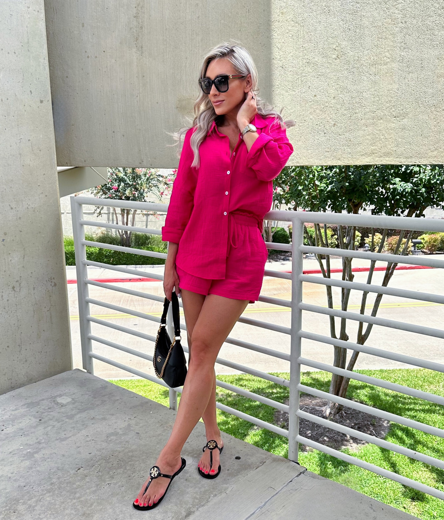 Chic summer outfit // outfit inspo // summer trends // summer style // outfit // pink set // pink outfit // Gucci // tory Burch // lux style // affordable style // amazon outfit // 



#LTKshoecrush #LTKstyletip #LTKitbag