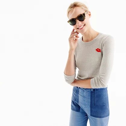 Tippi sweater with embroidered lips | J.Crew US