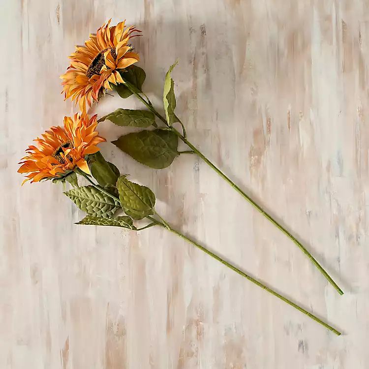 Orange Sunflower Stems, Set of 2 | Kirkland's Home