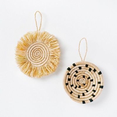Set of 2 Artisan Woven Ornaments Disc Style Black - Threshold™ designed with Studio McGee | Target