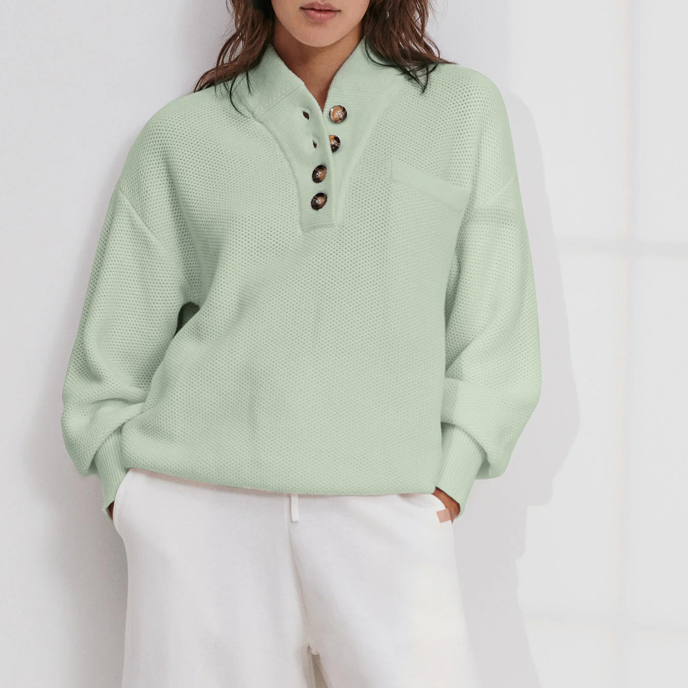 Cozy Cotton Silk Pocket Henley - Lunya | Lunya