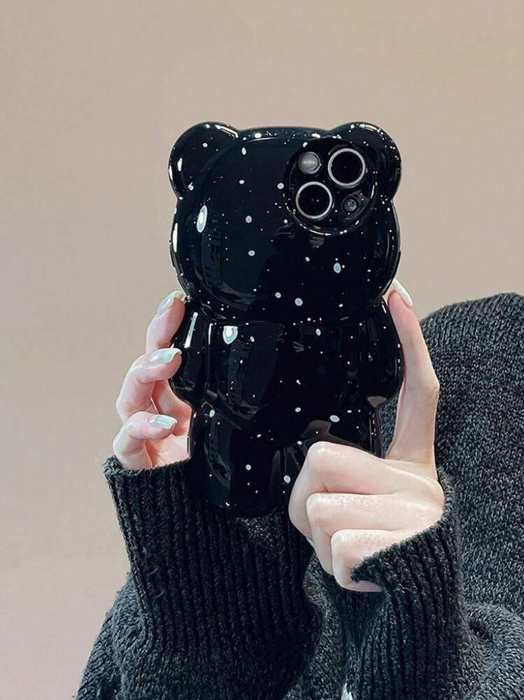 Ins Style 3d Ink Splashing Teddy Bear Design Phone Case Compatible With Iphone 11/12/12pro/13/14p... | SHEIN
