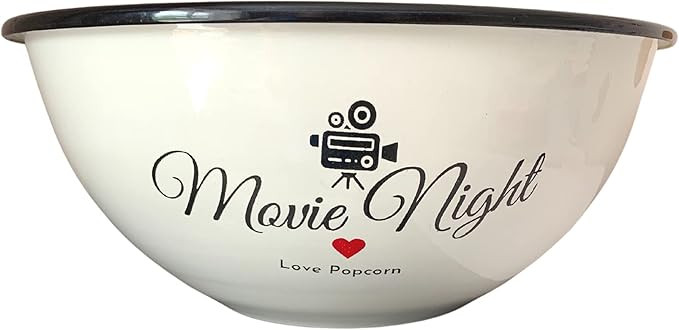 White Popcorn Bowl-Retro Family-Size Popcorn Bucket Tub For Party & Movie Night Snacks-Non Chip, ... | Amazon (US)