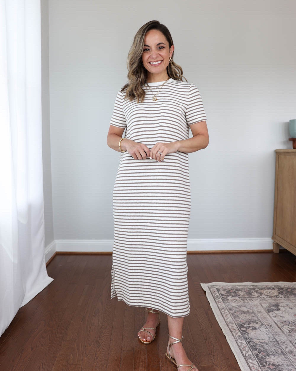 A few petite-friendly casual meet the teacher outfit ideas!

Outfit 1:
Striped maxi dress (Haven Well Within): xxs
Gold sandals (Sam Edelman): tts

Outfit 2:
Light wash jeans (J.Crew Factory): 24 classic - 26.5” inseam
Navy cardigan (Old Navy): petite xs
Blue tank top (Quince): xs 
Ballet flats: true to size

Outfit 3:
Navy dress (J.Crew Factory): 00
Gold sandals (Sam Edelman): tts

My measurements for reference: I’m 4’10” and 105lbs. My bust, waist, and hip measurement is 32”, 24”, and 36”.

#LTKootd #LTKSeasonal #LTKPetite
