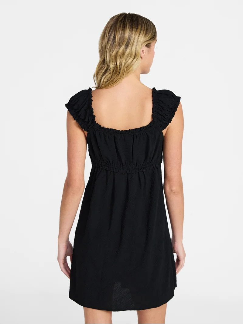 No Boundaries Fit and Flare Mini Dress with Short Sleeves, Women's XXS-XXL | Walmart (US)