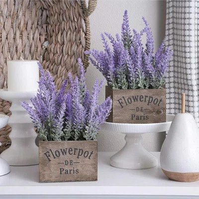 10 Bundles Fake Flowers Artificial Lavender Faux Plastic Plants For Home Decor Wedding Kitchen Garden Patio Porch Window Box Office Table Centerpieces | Wayfair North America