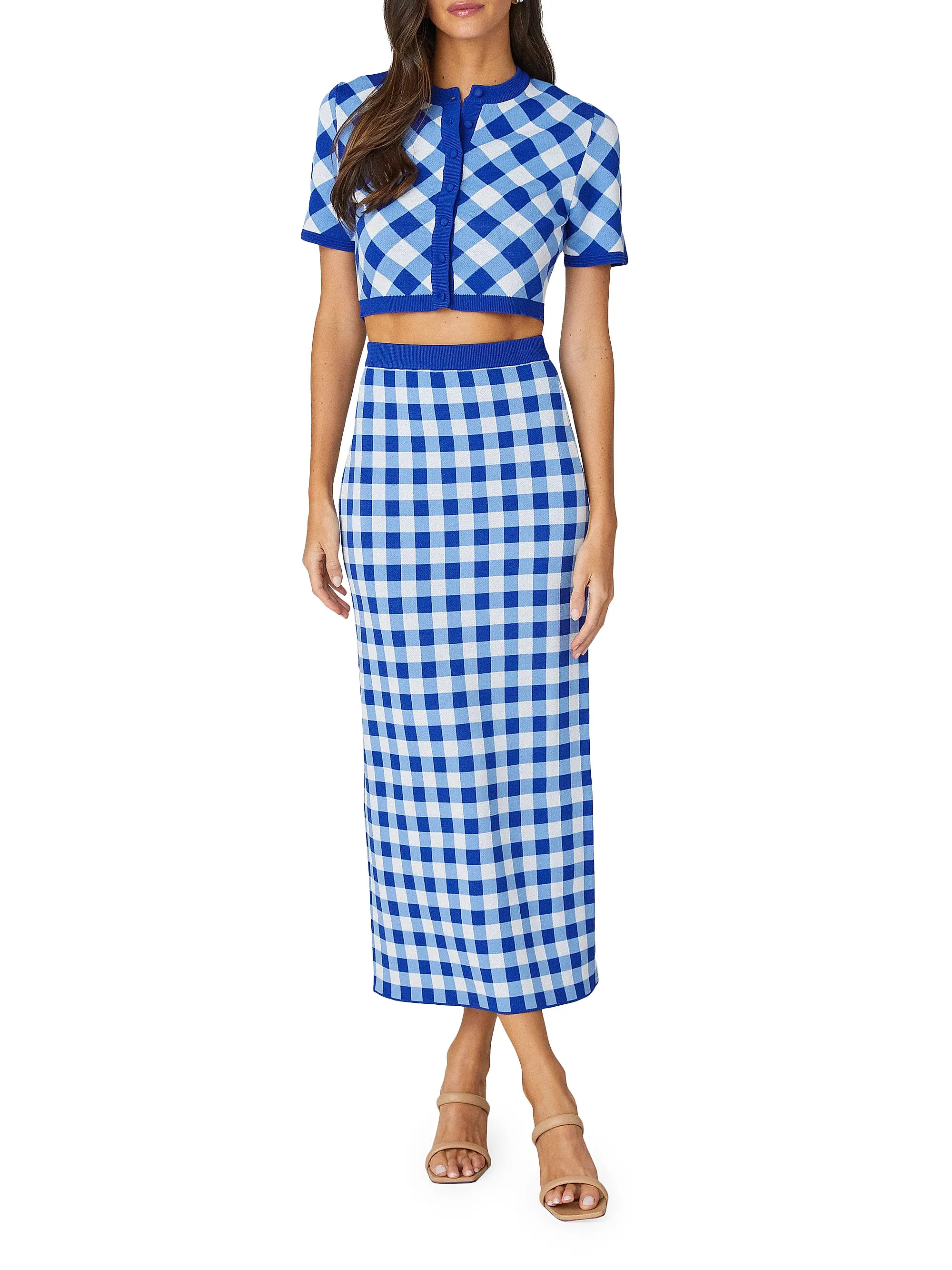 Bobie Knit Gingham Midi Skirt | Saks Fifth Avenue