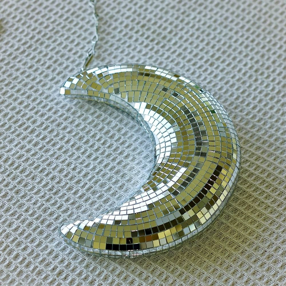 RGZOCT Disco Ball Moon Hanging Disco Ball 8 inch Silver Stage Mirror Balls Funky Home Decor for P... | Amazon (US)