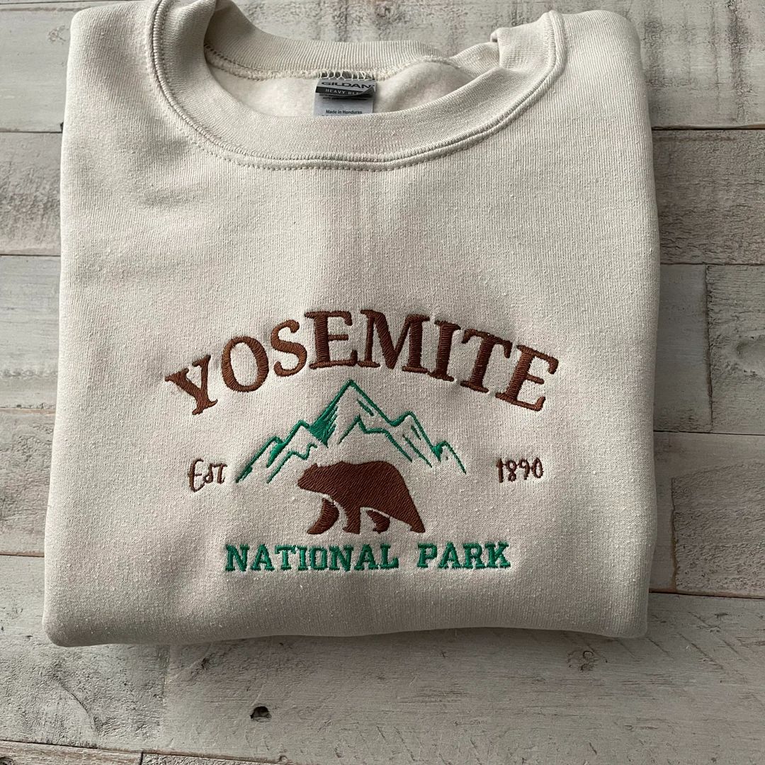Yosemite National Park Embroidered Crewneck-embroidered - Etsy Canada | Etsy (CAD)