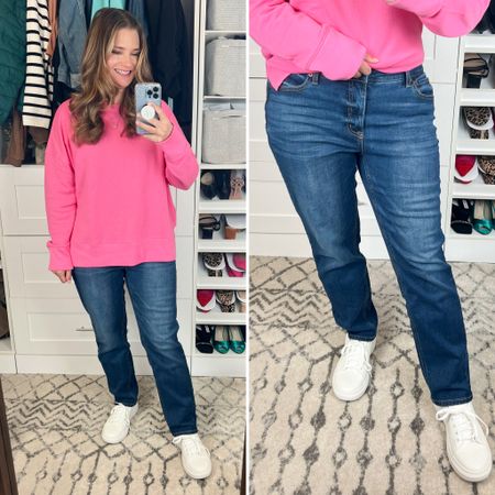 I just got these @walmart jeans in and I LOVE them! They are 29 inch inseam so they are more of an ankle length but I'm only 5'4" so they are full length on me. At just $17.98 I will definitely be getting more colors (this color is called medium wash). The sweatshirt is one of the new colors of our favorite $10 tunic sweatshirts and I LOVE it! Definitely perfect for spring. #walmartpartner 

#LTKfindsunder50 #LTKmidsize #LTKover40