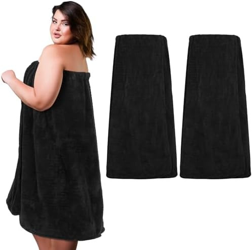 Tigeen 2 Pcs Women's Towel Wrap Lightweight Spa Robe Stripes with Adjustable Closure, Elastic Top... | Amazon (US)