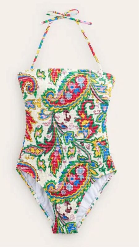 Milos Smocked Bandeau Swimsuit, 4 prints available 

#LTKSwim
