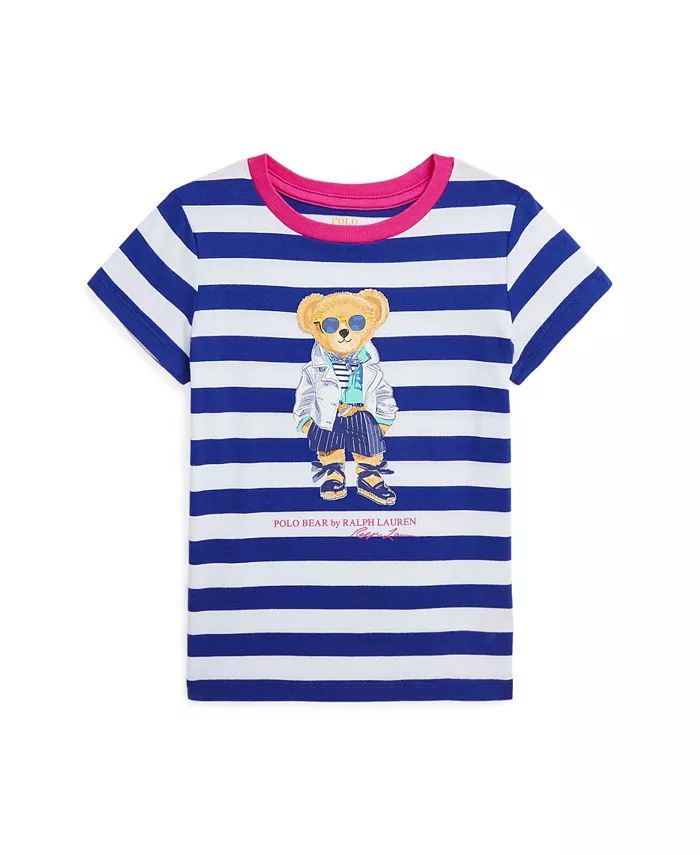 Toddler and Little Girls Striped Polo Bear Cotton Jersey T-shirt | Macy's