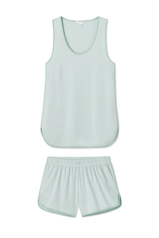 Pima Tank-Short Set in Parisian Green | Lake Pajamas