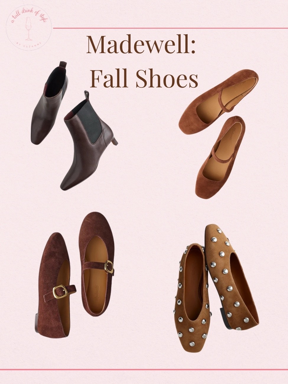 LTKxMadewell 
Fall shoes, fall boots, suede shoes, studded shoes, Mary Jane’s

If you're tall, over 40, or just tired of fashion that doesn’t fit your life, you’re in the right place. I share classic, elevated outfit formulas that actually work on tall women (I’m 6’1” for reference!) and help you feel confident getting dressed again.

Reminder of my sizing:

Age: 55
Height: 6’1”
Tops: S/M
Bottoms: 8/10
Dresses: 8/M

#LTKxMadewell #LTKSaleAlert #LTKOver40