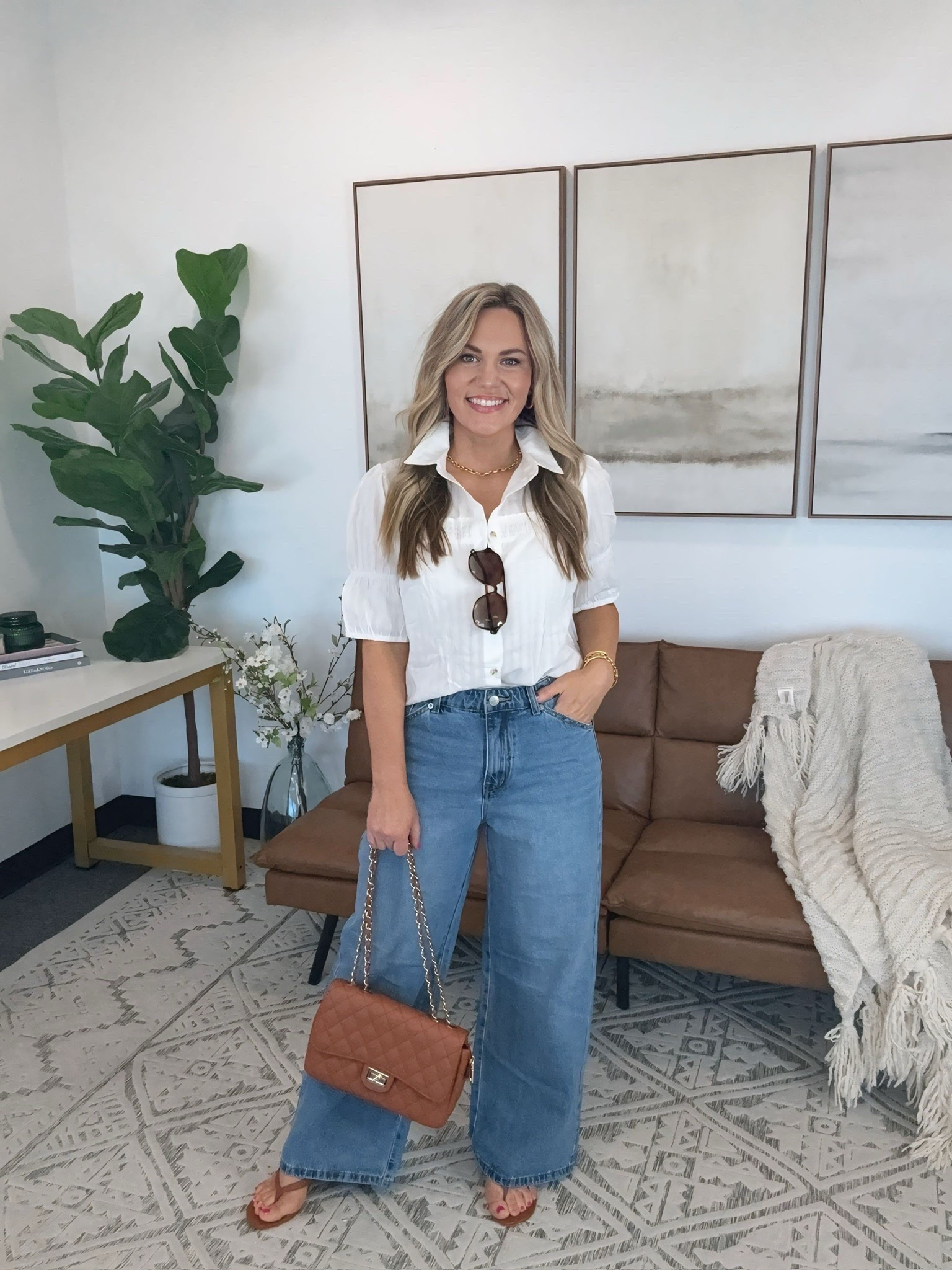 This white blouse and denim combo is such a timeless look for spring. I love how the structured top pairs with these relaxed jeans for an effortless but polished outfit. Finished with a classic bag and sandals for an easy everyday look.

white blouse outfit, spring denim outfit, casual chic outfit, amazon fashion finds, everyday outfit inspo, classic style women, wide leg jeans outfit, spring outfit ideas, effortless style outfit, neutral outfit inspo, audriedollins

#LTKootd #LTKSeasonal #LTKOver40