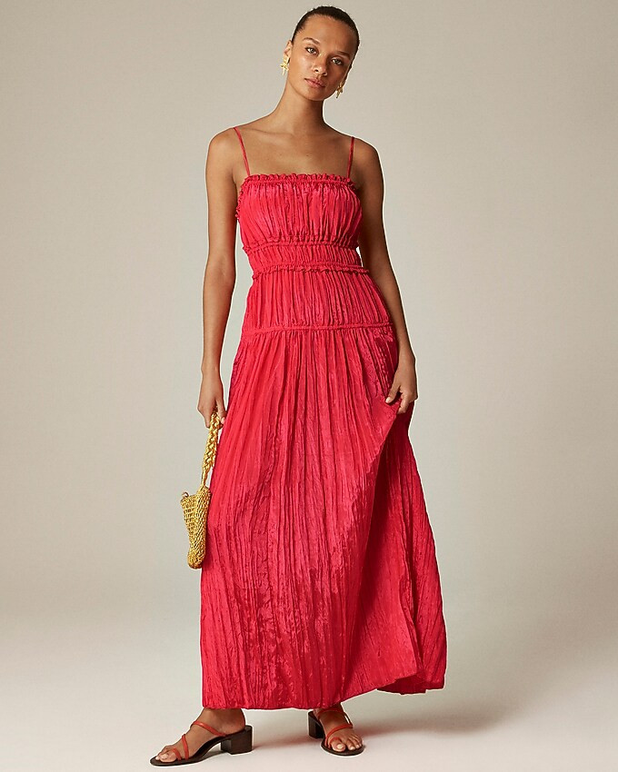 Crinkled ruffle-trim dress | J. Crew US