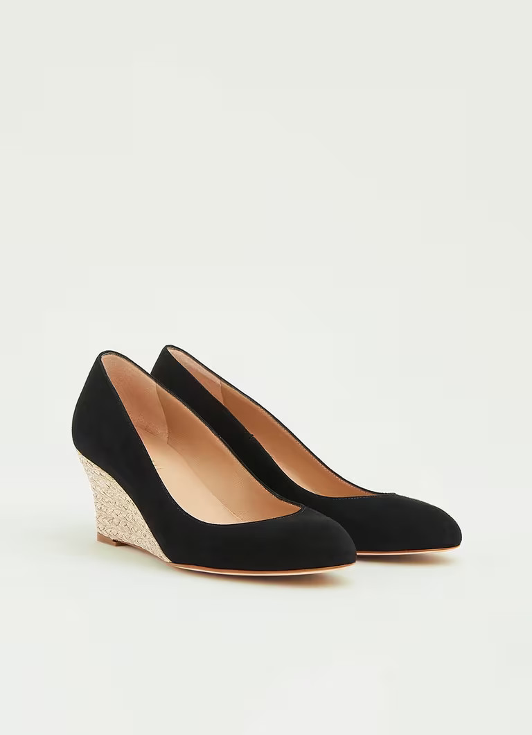 Eevi Black Suede Espadrille Wedges | L.K. Bennett (UK)