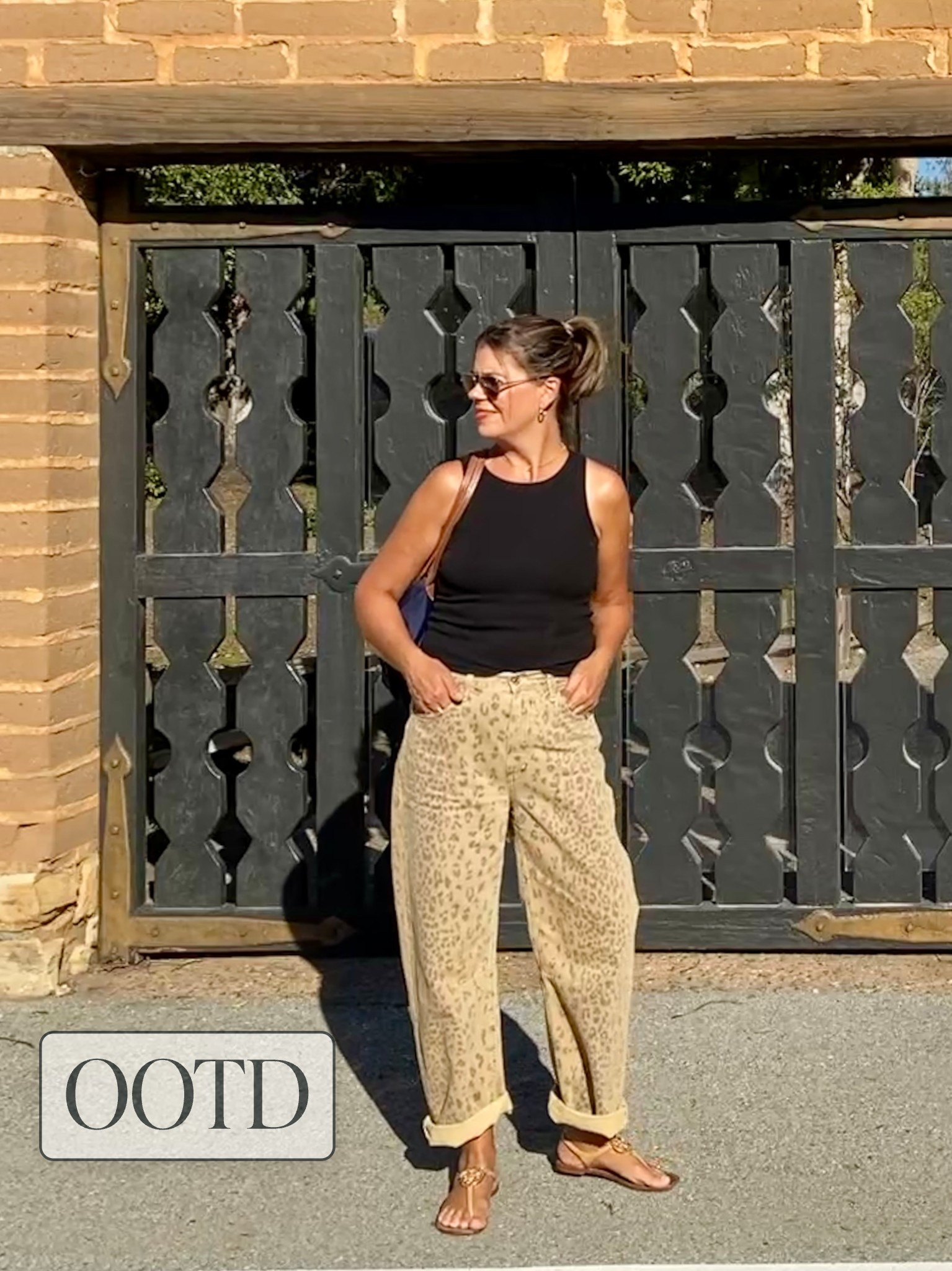 Citizens of Humanity Miro Cheetah barrel jeans are the star of todays casual OOTD - nude sandals and ribbed fitted tank let them shine ✨ 

**November in California can feel like June, those of you in cooler parts could recreate this same look with any fitted “crop ish” black ribbed top or sweater. 

Animal print jean / barrel jean / denim outfit 

#LTKOver40 #LTKStyleTip