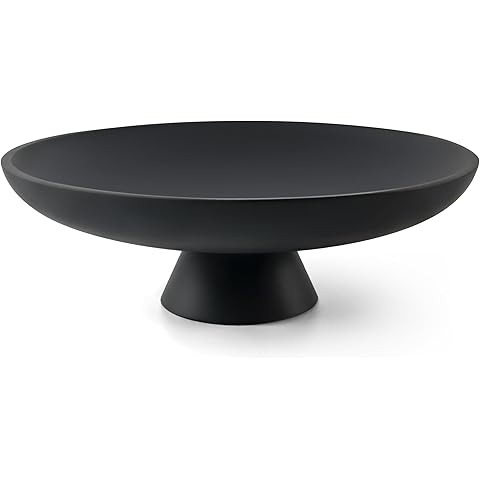 Black Concrete Fruit Bowl, Large Decorative Pedestal Bowl for Kitchen Counter, Modern Centerpiece... | Amazon (US)