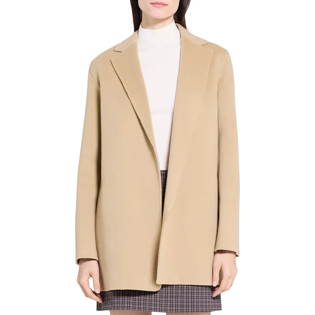 Theory Clairene Wool & Cashmere Jacket in New Camel - E92 at Nordstrom Rack, Size Large | Nordstrom Rack