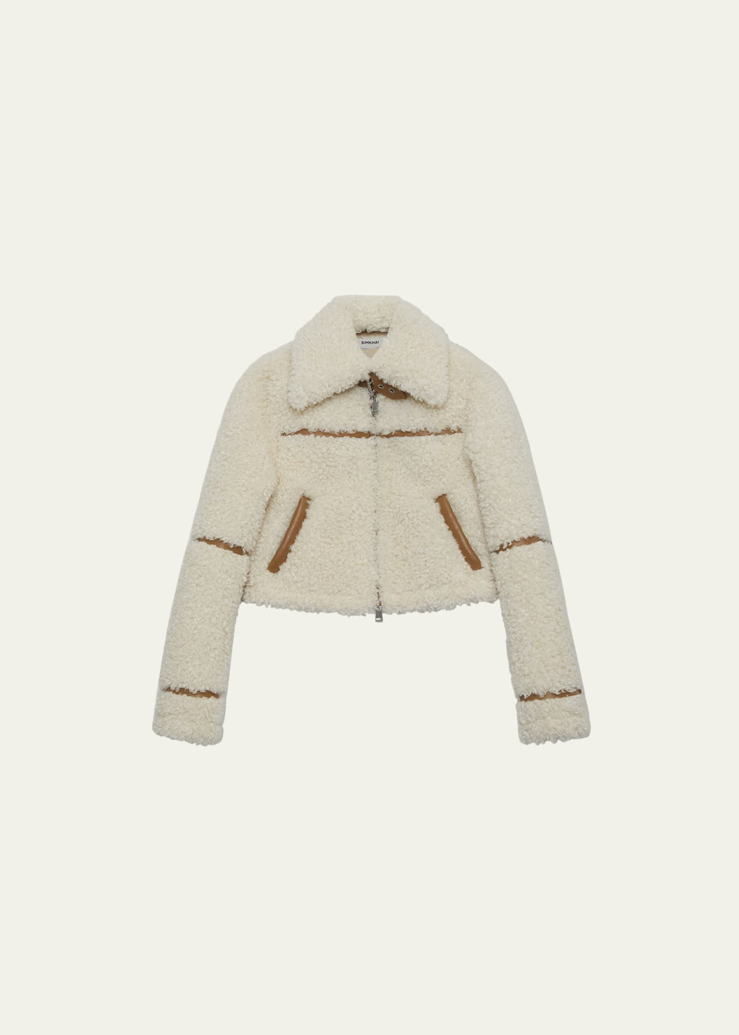 SIMKHAI Triana Cropped Sherpa Jacket | Bergdorf Goodman