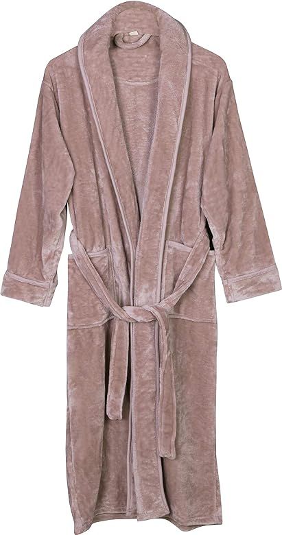 NY Threads Women Fleece Shawl Collar Bathrobe - Plush Long Robe | Amazon (US)