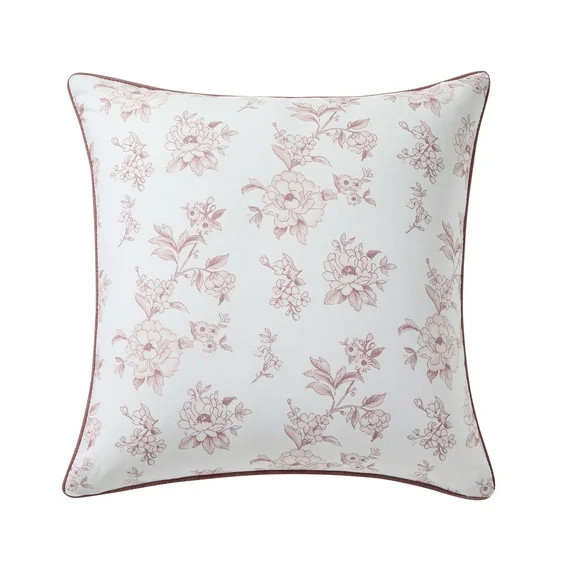 My Texas House 20" x 20" Hum Pink Floral Cotton Decorative Pillow Cover | Walmart (US)
