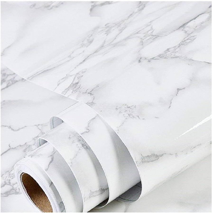 practicalWs Marble Wallpaper Granite Gray&White Paper Roll 35.4" x 118" Kitchen Countertop Cabine... | Amazon (US)
