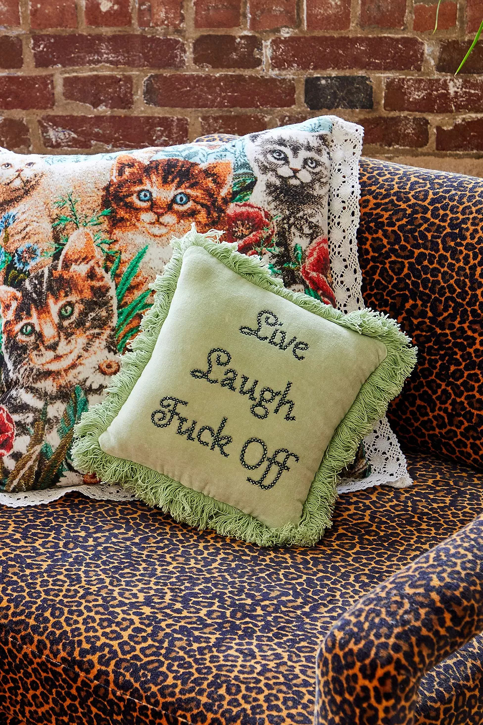 Live Laugh F*ck Off Cushion | Urban Outfitters UK