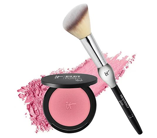 IT Cosmetics Bye Bye Pores Silk Airbrush Blush with Luxe Brush - QVC.com | QVC