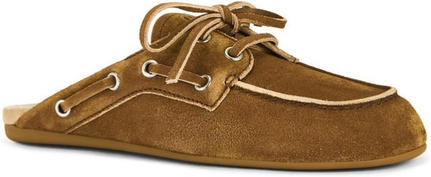 Clogs for Women Mule Flat Backless Loafer Shoes Round Closed Toe Slip On Boat Shoes Mule Slides Casual Slipper | Amazon (US)