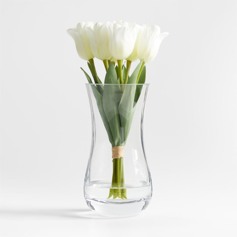 White Tulip Faux Floral Arrangement in Pera Large Vase | Crate & Barrel | Crate & Barrel
