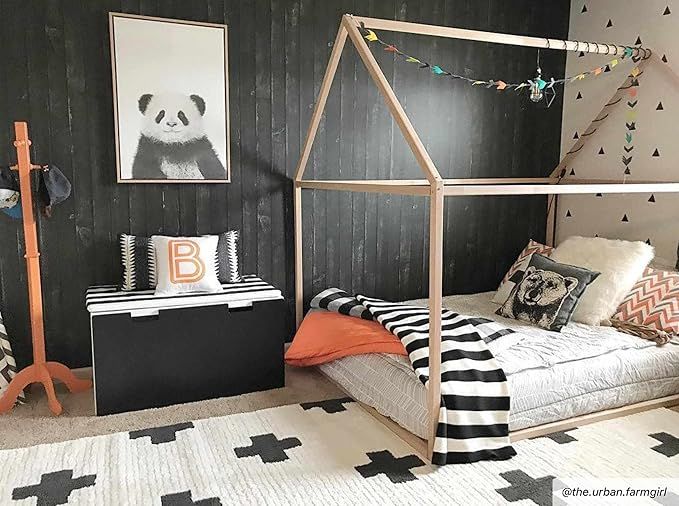 Erath Soft High Pile Living Room Bedroom Area Rug - Swiss Cross Bohemian Farmhouse Carpet - Black... | Amazon (US)