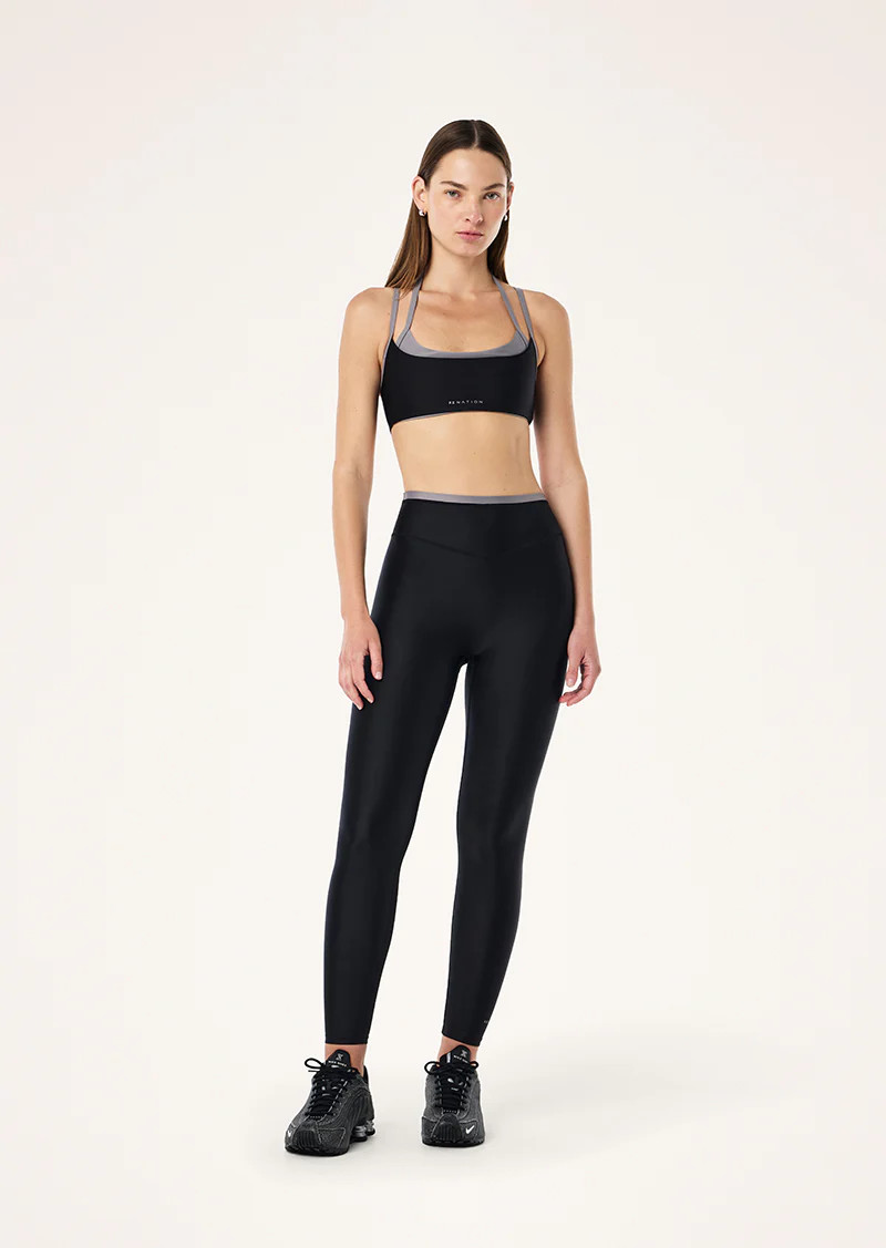 AFTERGLOW FULL LENGTH LEGGING IN BLACK & DARK SILVER SHINE | P.E Nation AU